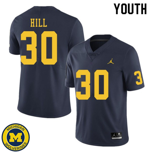 Youth University of Michigan #30 Daxton Hill Navy Fashion Player Jersey